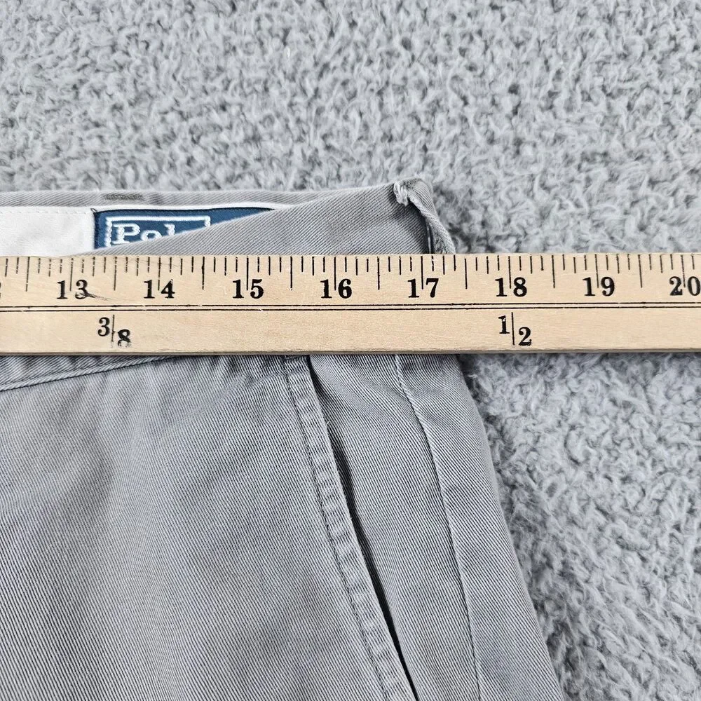 Polo Ralph Lauren Pants Mens 34x32 Gray Chino Classic Fit Flat Front Casual Prep